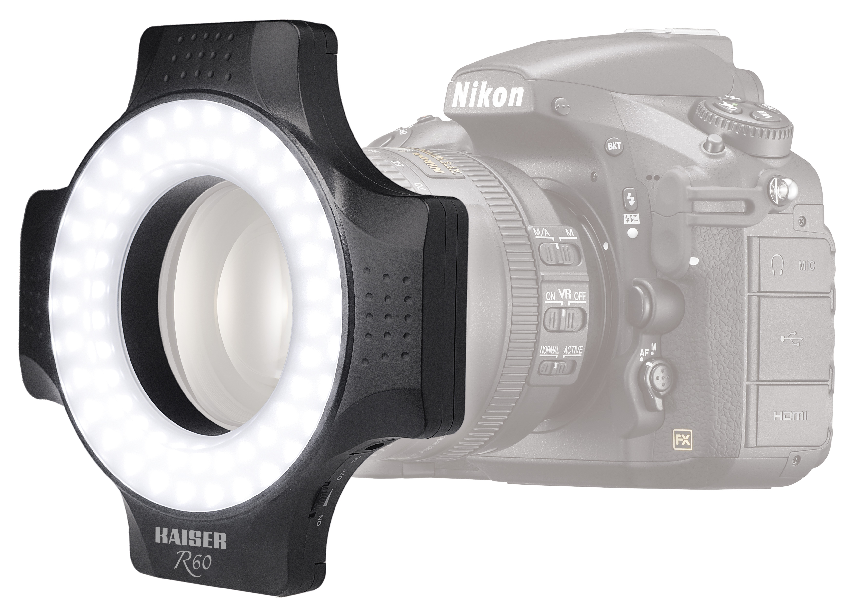 KAISER LED-Ringleuchte R60 (Abgebildete Kamera nicht im Lieferumfang enthalten)