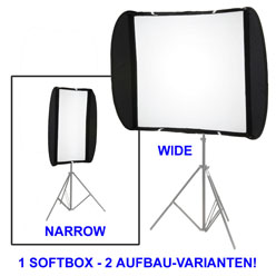 Lastolite Ezybox II Switch large 89x44cm umrüstbar auf 89x89cm – für Systemblitzgeräte, Elinchrom Qu