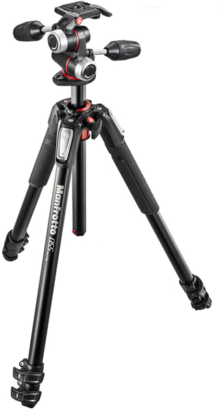 Manfrotto MT055XPRO3 Stativ (3 Segmente) + MHXPRO-3W 3-Wege-Neiger