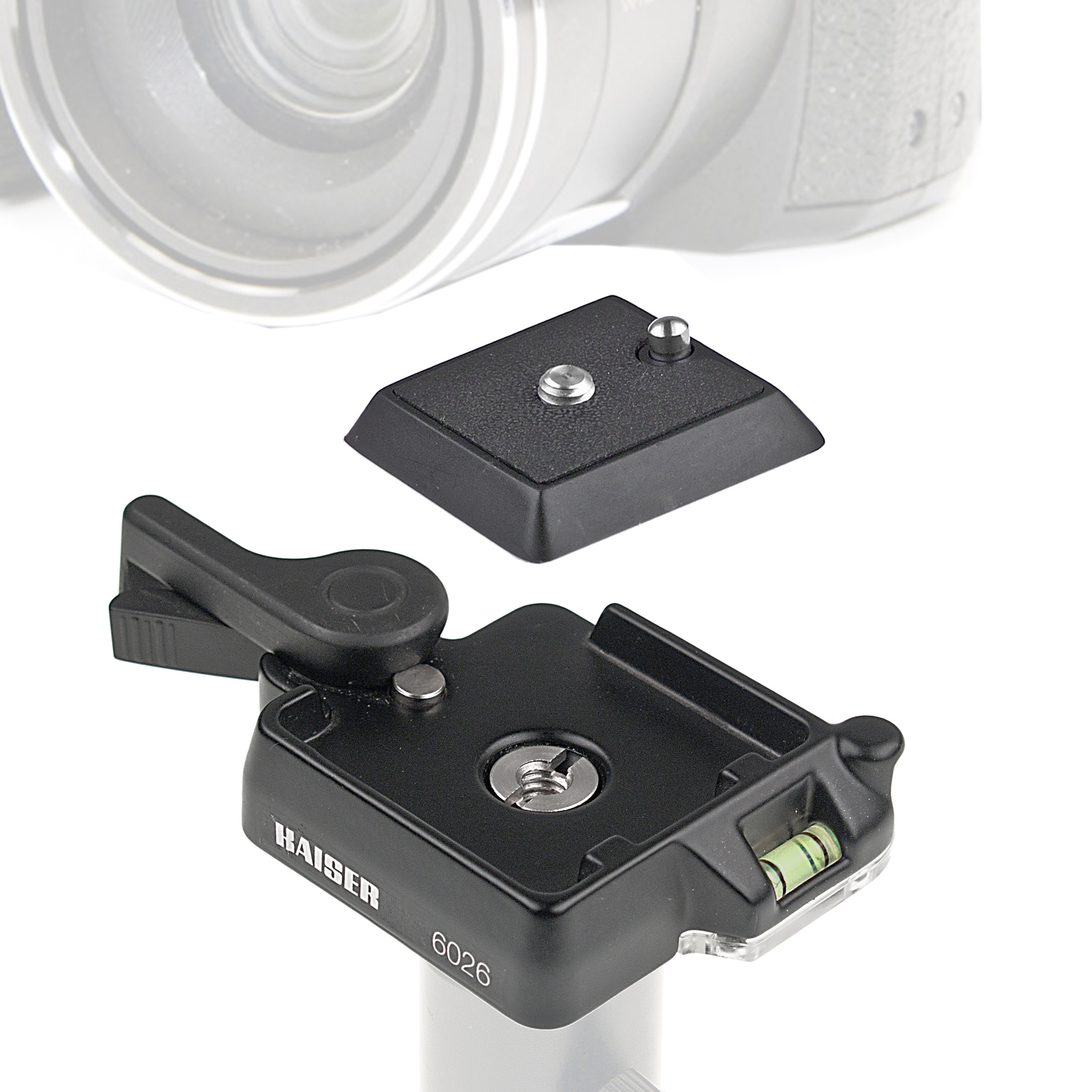 KAISER Schnellkupplung für Kamerastative mit integrierten Wasserwaagen inkl. 1 Schnellwechselplatte