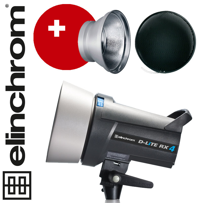 el20487_26060 Elinchrom D-LITE RX 4 (400Ws) - mit integriertem Skyport Empfänger! + 18cm Reflektor + 30° Wabe