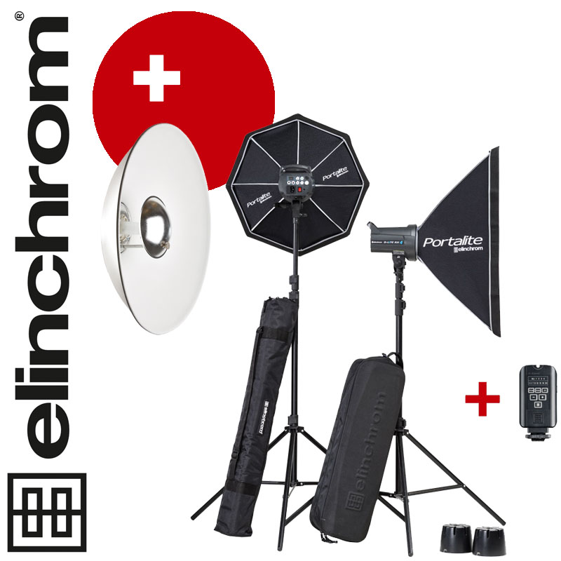 Elinchrom D-LITE RX 4/4 TO GO SET (400/400Ws) + ø 44cm Softlite Beauty Dish weiß 80°