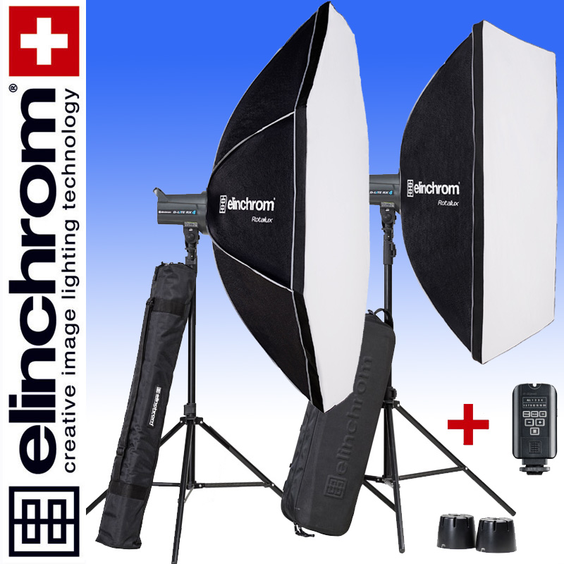 Elinchrom D-LITE RX 4/4 ROTALUX SET mit Softbox 90 x 110cm und Octa Softbox 135 cm (400/400Ws)