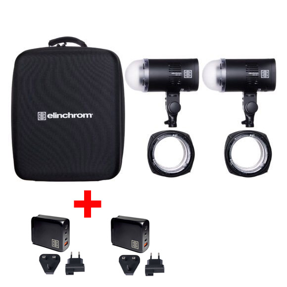 Elinchrom LED 100 C LED Light DUAL Kit + 2x 100W USB-C Schnellladegerät 