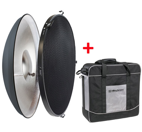 Elinchrom ø 44cm Mini Softlite Beauty Dish silber 55° + Wabengitter + ProTec Tasche