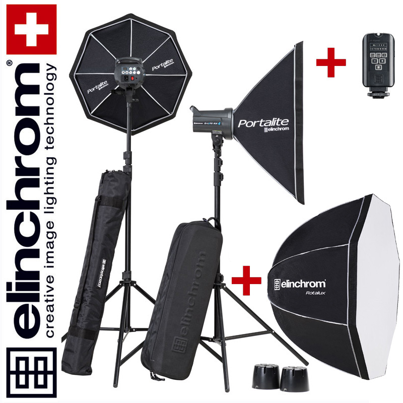 Elinchrom D-LITE RX 4/4 TO GO SET (400/400Ws) + Rotalux DEEP 100cm Softbox