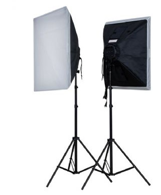 Falcon Eyes Tageslicht Beleuchtungs-Set mit faltbaren 60x60cm Softboxen, entspricht 2 x 800W