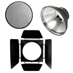 Elinchrom Quadra ø 18cm Reflektor + Wabengitter 30° + 4fach Abschirmklappen